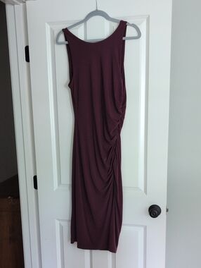Banana Republic Sleeveless Ruched Midi Dress in Plum